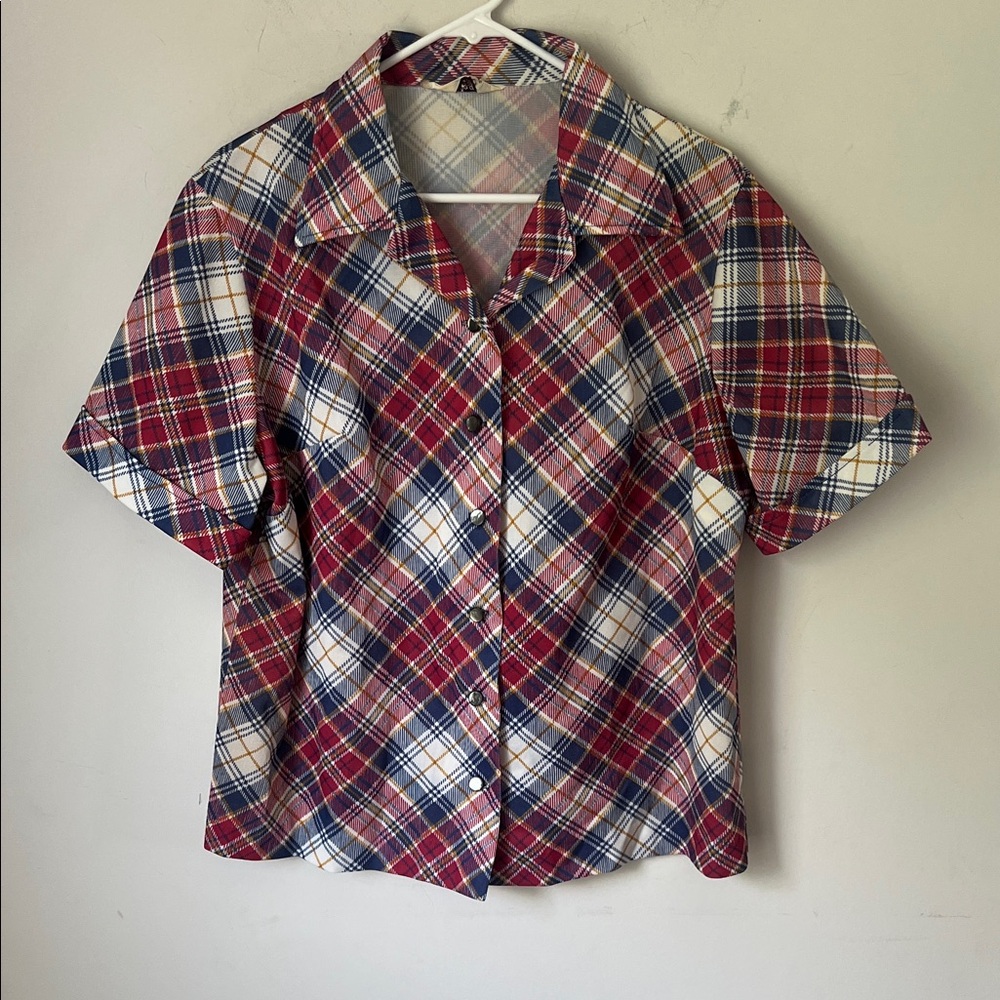 Vtg 60s Bogart of Texas Women’s Button Down Plaid Shirt 🗝️